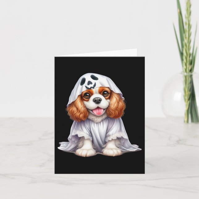 Funny Ghost Cavalier King Charles Spaniel Dog Love Card (Front)