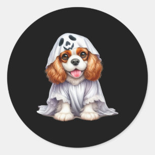 Funny Ghost Cavalier King Charles Spaniel Dog Love Classic Round Sticker