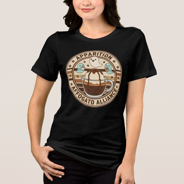 Funny Ghost Coffee T-Shirt Apparition Affogato All Tri-Blend Shirt (Front)