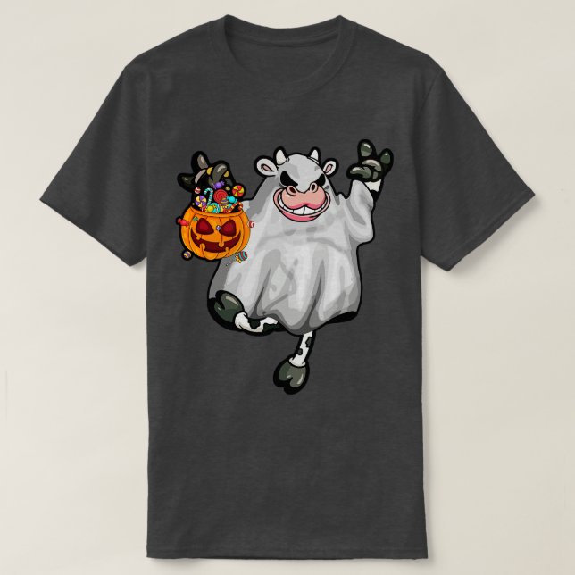 Funny Ghost Cow Halloween Costume T-Shirt (Design Front)