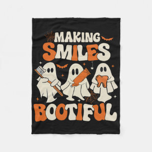Funny Ghost Dentist Halloween Making Smiles Bootif Fleece Blanket