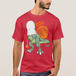 Funny Ghost Dinosaur Boo Halloween Boys Men Pumpki T-Shirt