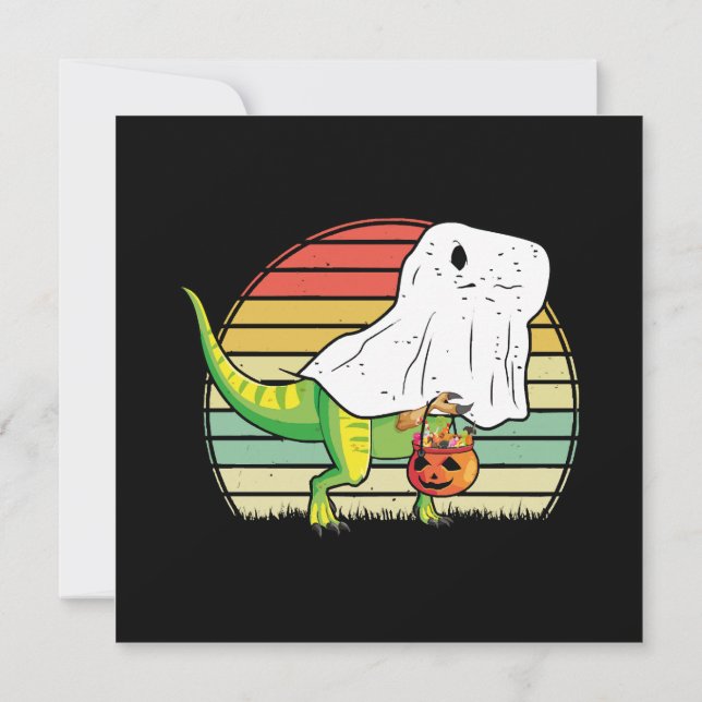 Funny Ghost Dinosaur Halloween Invitation (Back)
