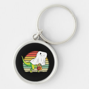 Funny Ghost Dinosaur Halloween Key Ring