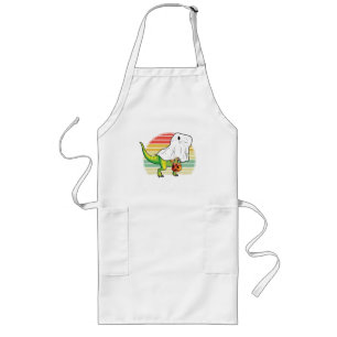 Funny Ghost Dinosaur Halloween Long Apron