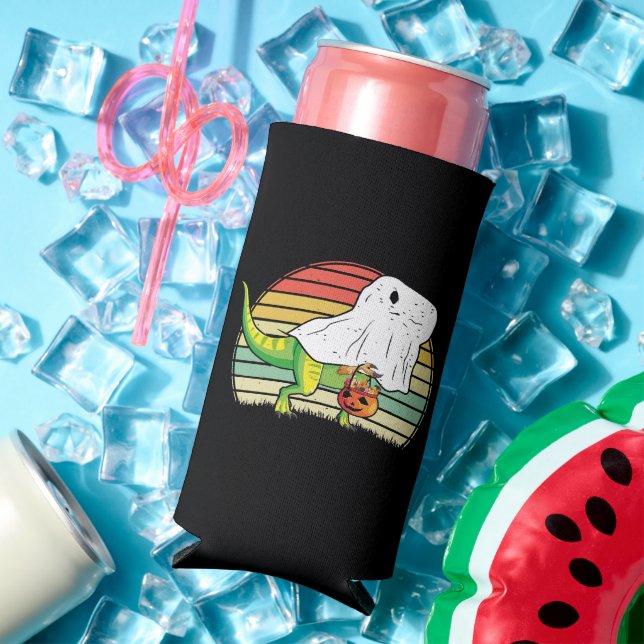 Funny Ghost Dinosaur Halloween Seltzer Can Cooler (In Situ Summer)