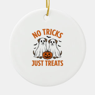 Funny Ghost Dog Halloween No Tricks Just Treats De Ceramic Tree Decoration