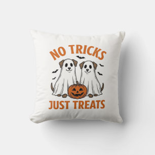 Funny Ghost Dog Halloween No Tricks Just Treats De Cushion