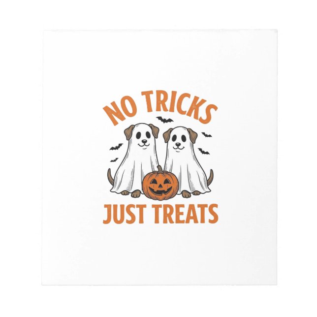 Funny Ghost Dog Halloween No Tricks Just Treats De Notepad (Front)