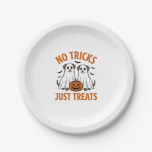 Funny Ghost Dog Halloween No Tricks Just Treats De Paper Plate