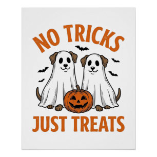 Funny Ghost Dog Halloween No Tricks Just Treats De Poster