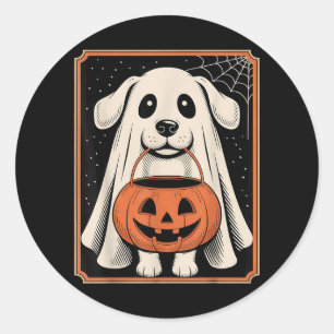 Funny Ghost Dog Halloween Shirt Halloween Dog Classic Round Sticker