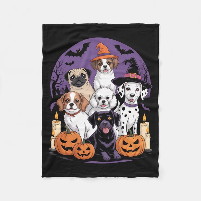 Funny Ghost Dog Halloween Shirt Halloween Dog Long Fleece Blanket (Front)