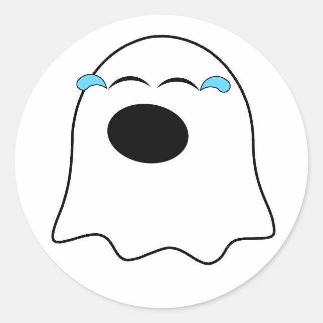 Funny Ghost emoji! Classic Round Sticker (Front)