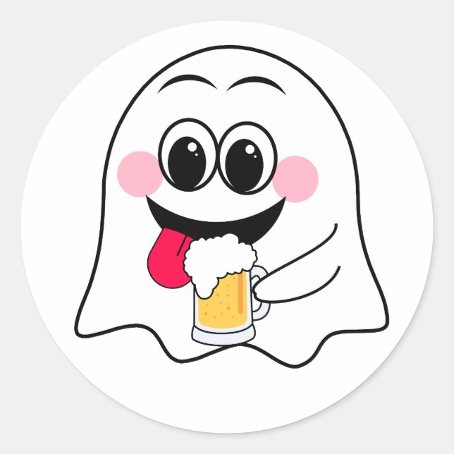 Funny Ghost emoji! Classic Round Sticker (Front)