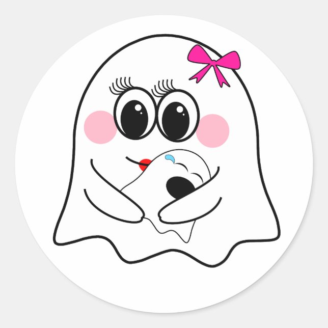 Funny Ghost emoji! Classic Round Sticker (Front)