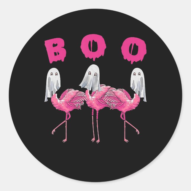 Funny Ghost Flamingo Boo Halloween Costume Gifts Classic Round Sticker (Front)