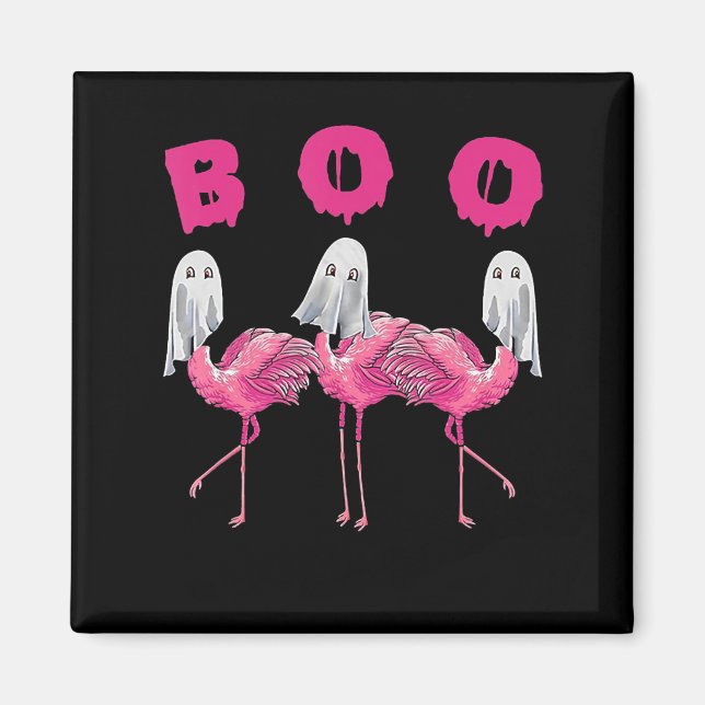 Funny Ghost Flamingo Boo Halloween Costume Gifts Magnet (Front)