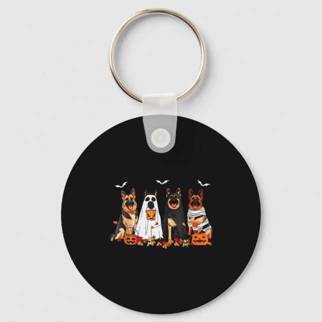 Funny Ghost German Shepherd Halloween Dog Mum Dog  Key Ring (Front)