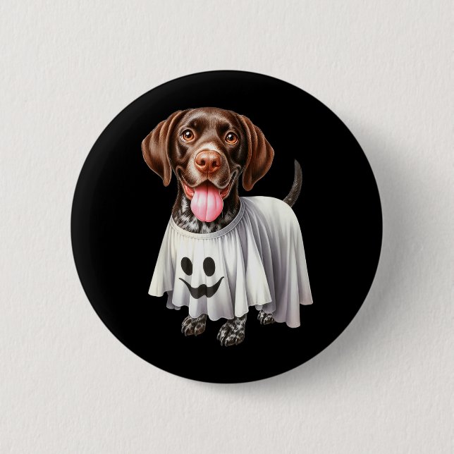 Funny Ghost German Shorthaired Pointer Dog Lover 6 Cm Round Badge (Front)