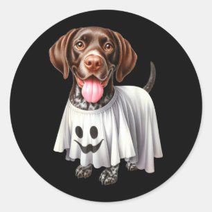 Funny Ghost German Shorthaired Pointer Dog Lover Classic Round Sticker