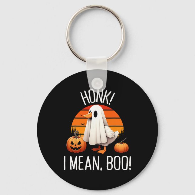 Funny Ghost Goose Honk I Mean Boo  Key Ring (Front)