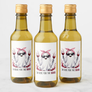 Funny Ghost Halloween Here For The Boos Spooky Wine Label