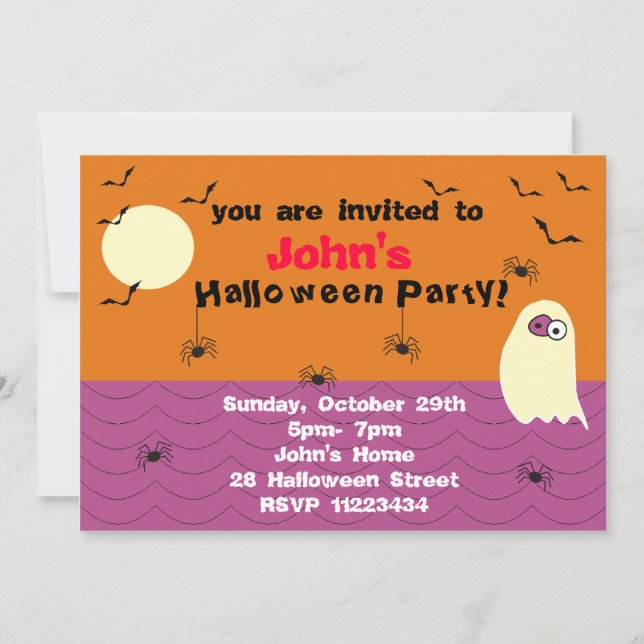 Funny Ghost Halloween Party Invitation (Front)