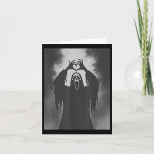Funny Ghost Hand Heart Sign Spooky Costume Hallowe Card