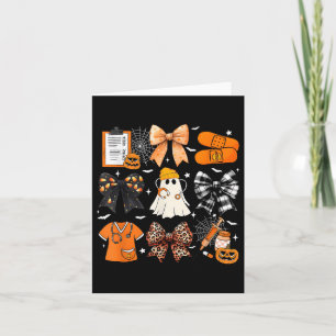 Funny Ghost Happy Halloween Coquette Bow Spooky Se Card