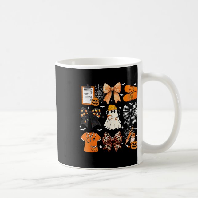 Funny Ghost Happy Halloween Coquette Bow Spooky Se Coffee Mug (Right)