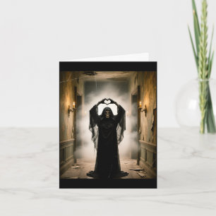 Funny ghost heart hands scary face halloween card