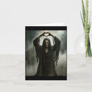 Funny ghost heart hands scary face halloween card