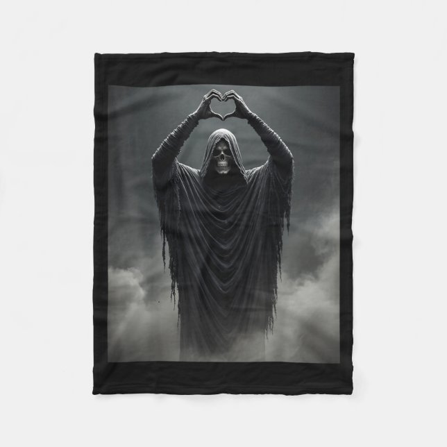 Funny ghost heart hands scary face halloween fleece blanket (Front)