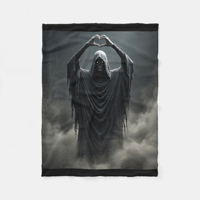 Funny ghost heart hands scary face halloween fleece blanket (Front)