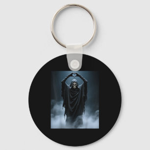 Funny ghost heart hands scary face halloween key ring