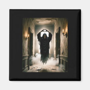 Funny ghost heart hands scary face halloween magnet