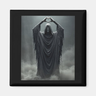 Funny ghost heart hands scary face halloween magnet