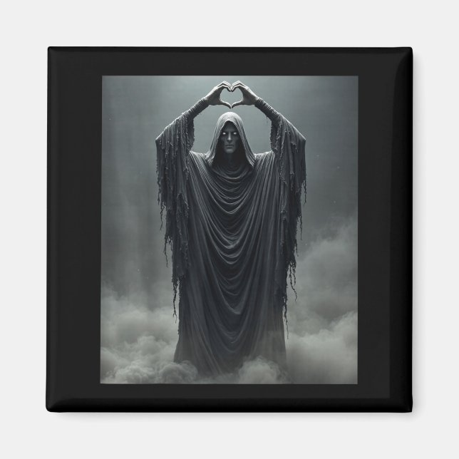 Funny ghost heart hands scary face halloween magnet (Front)