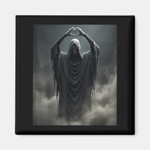 Funny ghost heart hands scary face halloween magnet
