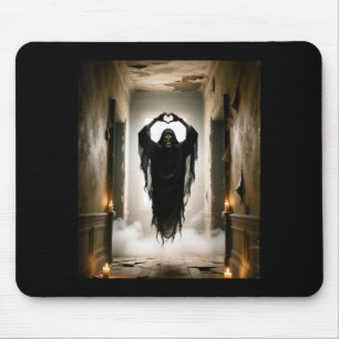Funny ghost heart hands scary face halloween mouse pad