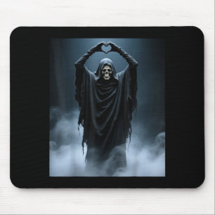 Funny ghost heart hands scary face halloween mouse pad