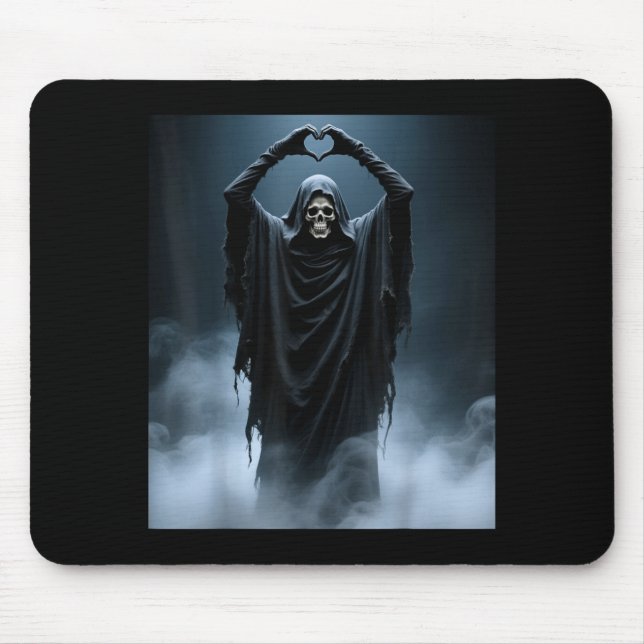 Funny ghost heart hands scary face halloween mouse pad (Front)