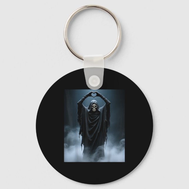 Funny ghost heart hands scary face horror poster key ring (Front)