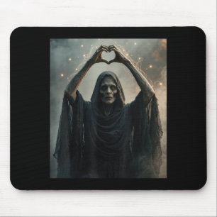 Funny ghost heart hands scary face horror poster mouse pad