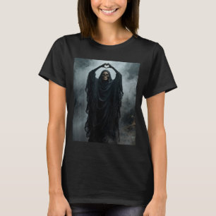 Funny ghost heart hands scary face horror poster T-Shirt