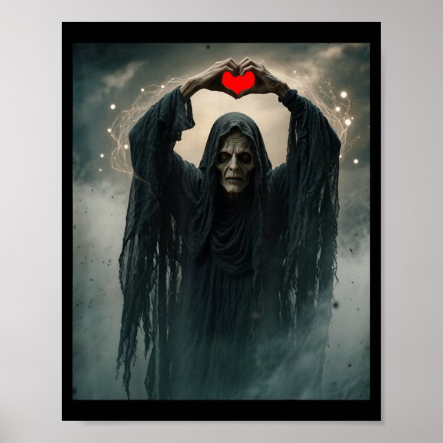 Funny ghost heart hands scary horror poster (Front)