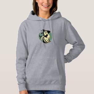 Funny Ghost Holding A Black Cat Lazy Halloween Spo Hoodie