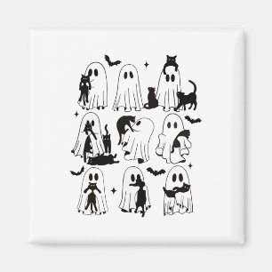 Funny Ghost Holding A Black Cat Lazy Halloween Spo Magnet