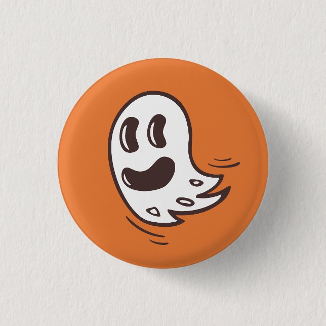 Funny Ghost Illustration Button (Front)